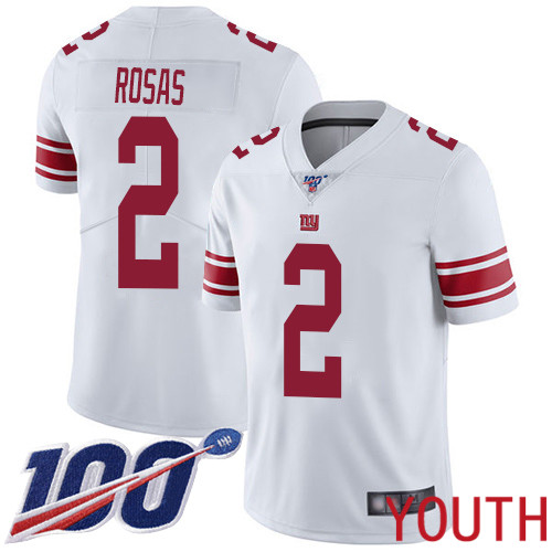 Youth New York Giants #2 Aldrick Rosas White Vapor Untouchable Limited Player 100th Season Football NFL Jersey->youth nfl jersey->Youth Jersey